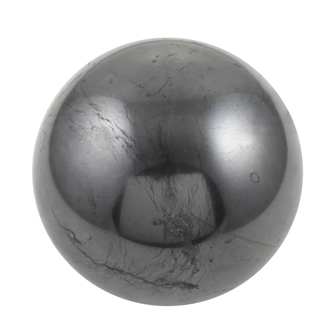 Shop LC Natural Shungite Sphere - 100mm (Approx. 10886 Ct) for Home & Office Decor | Feng Shui Healing Stone, EMF Protection, Meditation Aid
