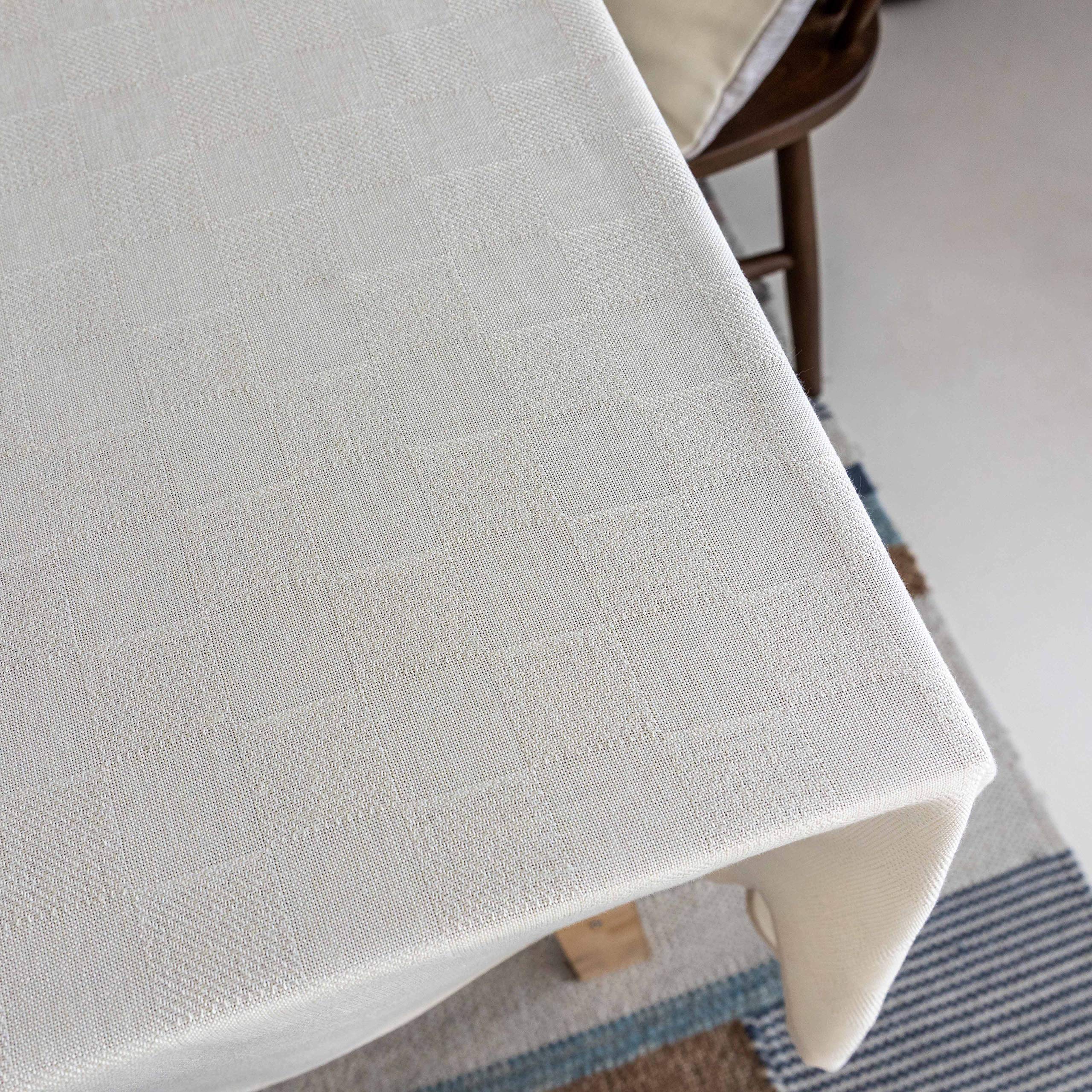 Premium Farmhouse Checkered Tablecloth - 52x52 Inch Cream Solid Kitchen Table Cover for Dining, Pantry & Farmhouse Decor | Washable & Durable for Everyday Use & Special Occasions