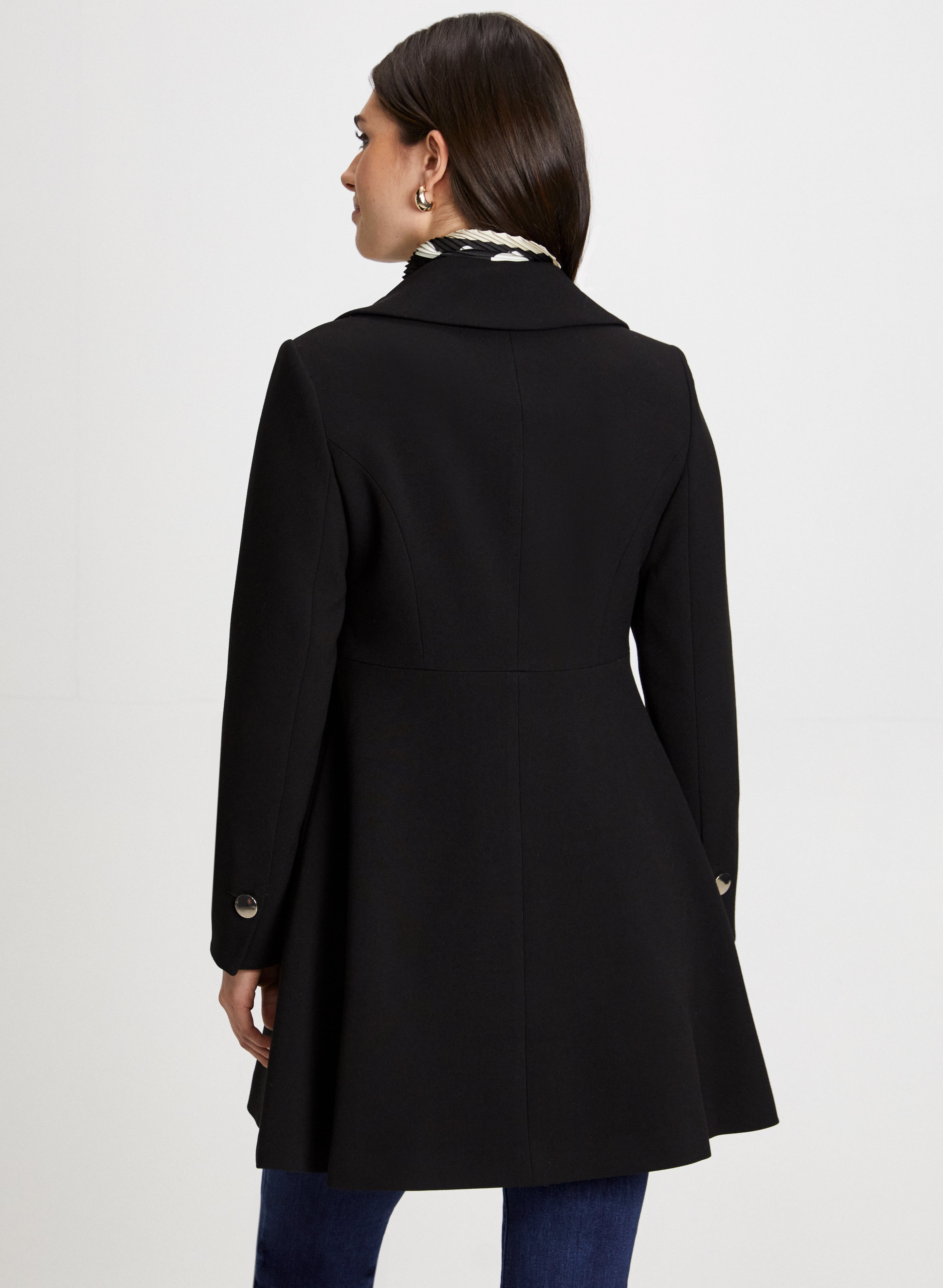 Double Row Button Front Coat for Women - Stylish Long Trench Coat with Belt - Perfect for Fall & Winter Fashion, Office Wear & Outdoor Activities