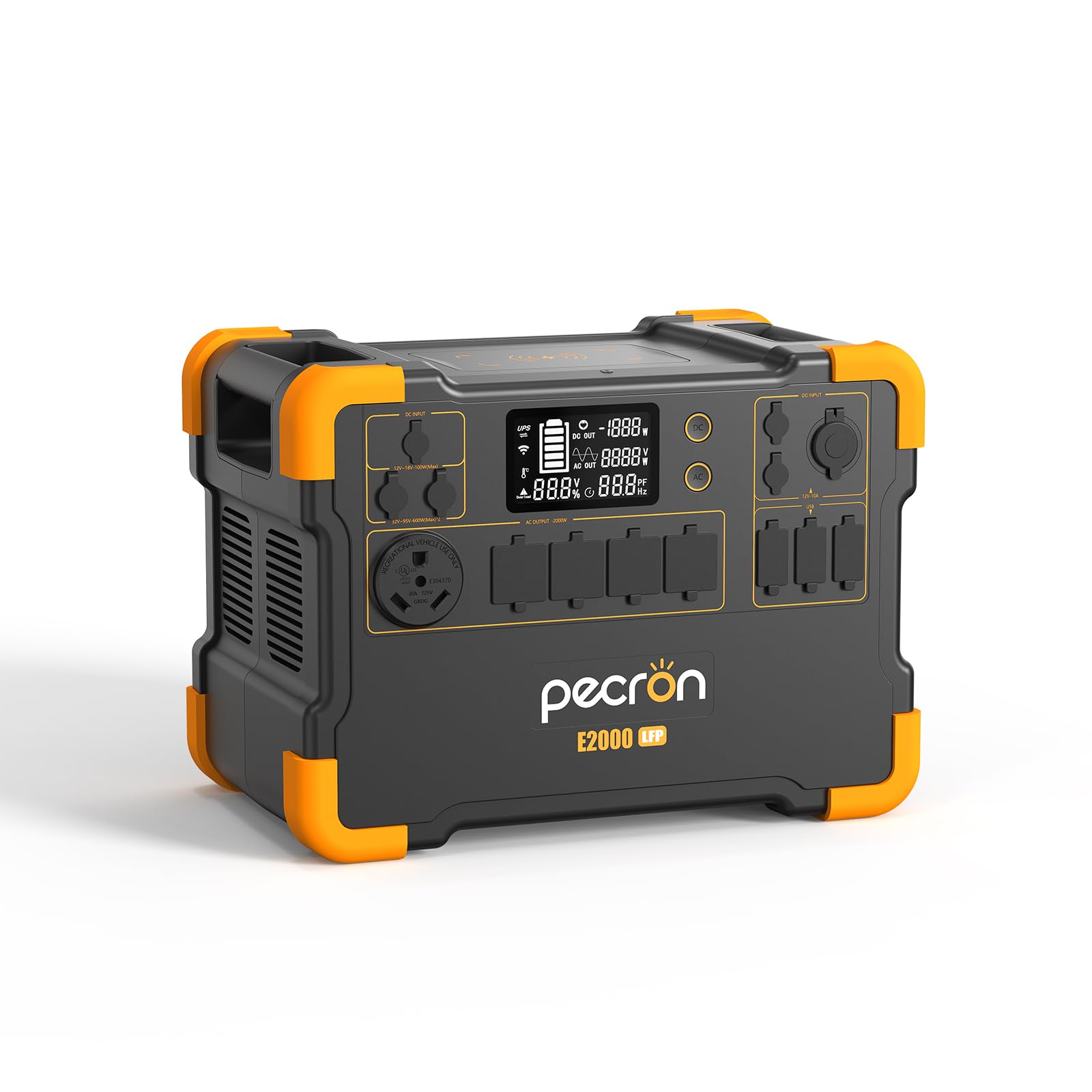 Pecron E2000LFP Portable Power Station 1920Wh with 5X2000W AC Outlets - LiFePO4 Solar Generator Expandable to 8064Wh, 1200W Max Solar Input - Perfect for Home Backup, Camping Trips, RV Adventures & Emergency Power Outages