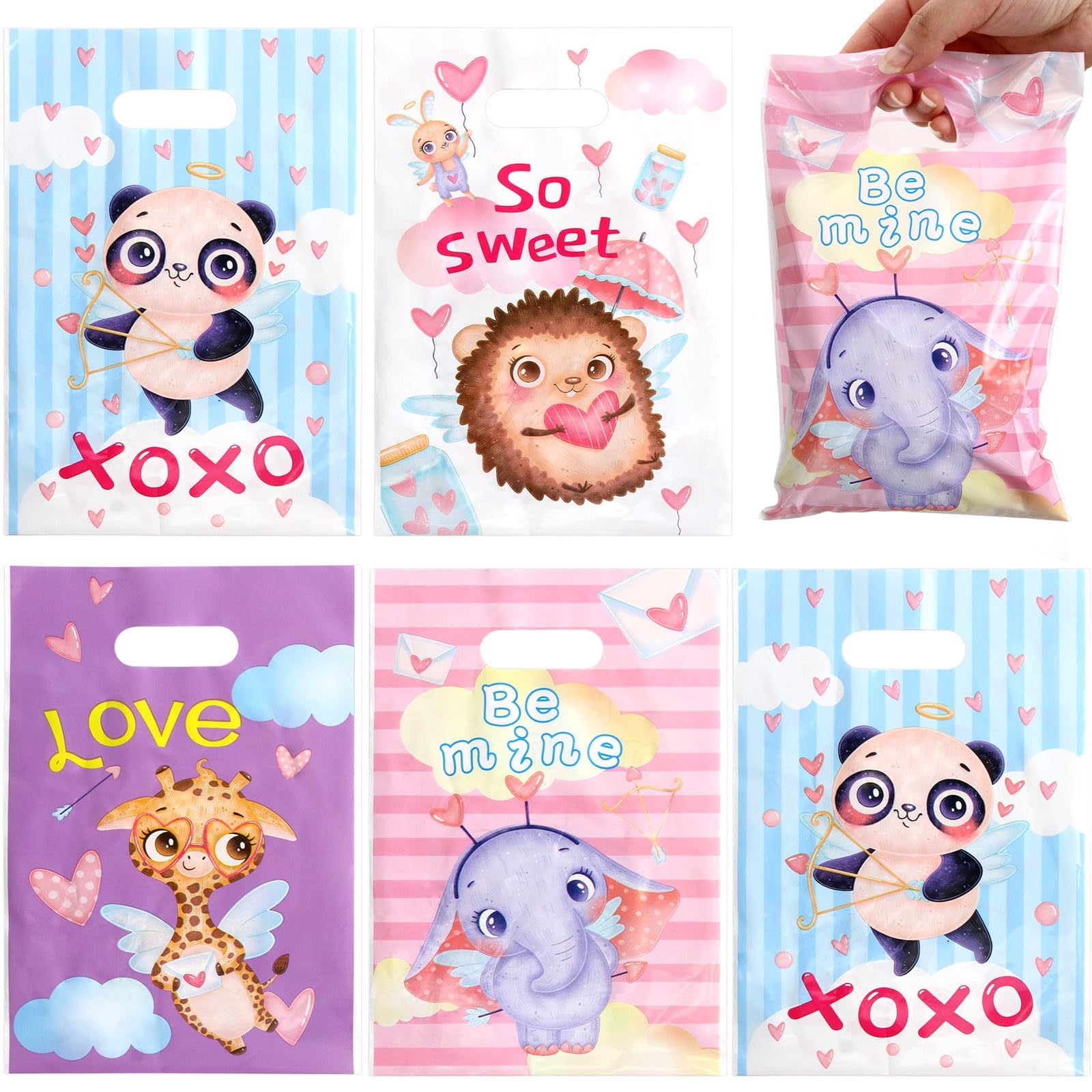 Valentine's Day Goodie Bags 24Pcs - Cute Treat Bags for Kids Party Favors, School Classroom Exchange, Gift Wrapping (Ceiba Tree Design) - Perfect for Valentine's Day Celebrations, Classroom Activities & Party Giveaways