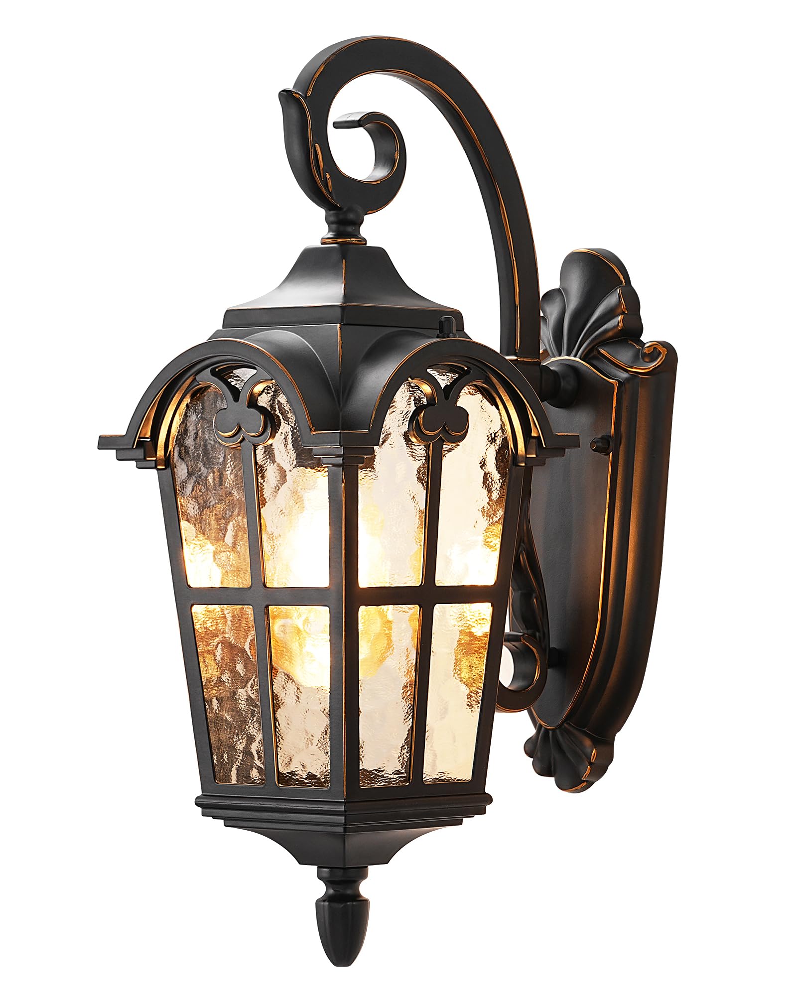 Vintage Outdoor Wall Lights - Waterproof & Anti-Rust Exterior Lantern with Water Ripple Glass, ETL Listed - Perfect for House, Garage, Porch, Patio, and Garden Lighting