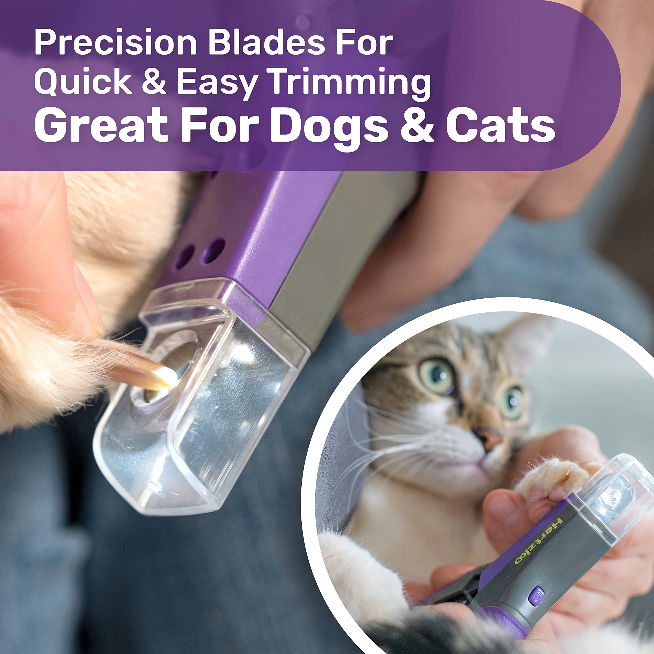 Hertzko LED Dog Nail Clippers for Large & Medium Dogs - Professional Pet Grooming Tool with Replacement Blade & Nail File - Safe Trimming for Dogs & Cats - Perfect for Home Pet Care & Paw Maintenance (Violet)