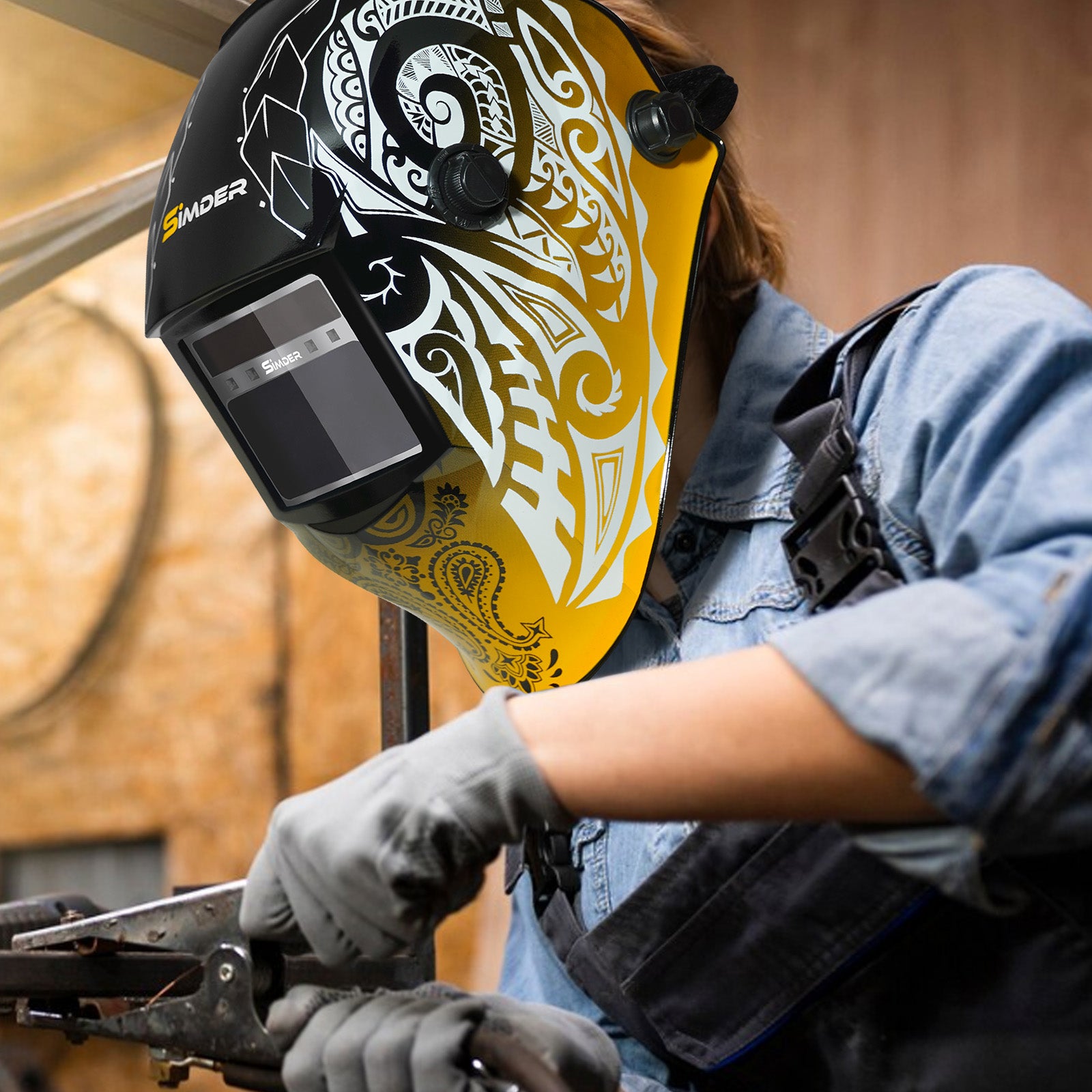 SSimder Auto Darkening Welding Helmet RL 500L - True View Lens for Arc/TIG/MIG Welding - Solar Powered with Adjustable Shade 5-13 - Perfect for Metal Fabrication & DIY Projects