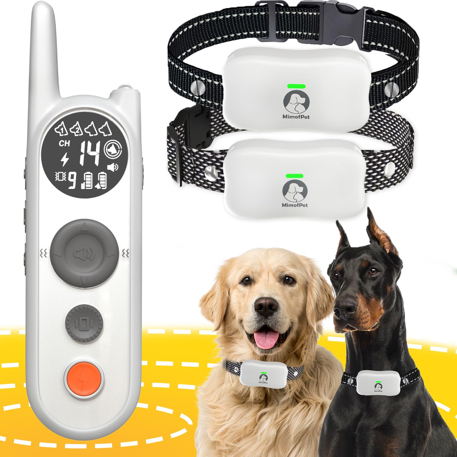 MIMOFPET Wireless Dog Fence for 2 Dogs - 856-Acre Coverage, 6100 Ft Range, Waterproof Electric Fence System with 3 Training Modes for Large & Medium Pets | Indoor & Outdoor Use, Backyard Containment, Pet Safety Solution