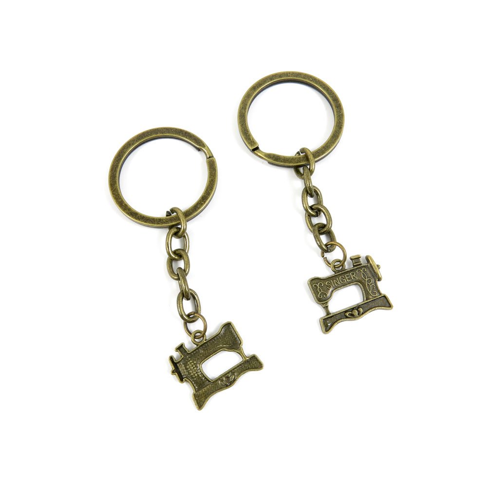 Antique Bronze Keychain Charms - Vintage Sewing Machine Keyring Tags for Jewelry Making & DIY Craft Supplies (KC0223) | Perfect for Handmade Gifts, Scrapbooking & Keychain Accessories