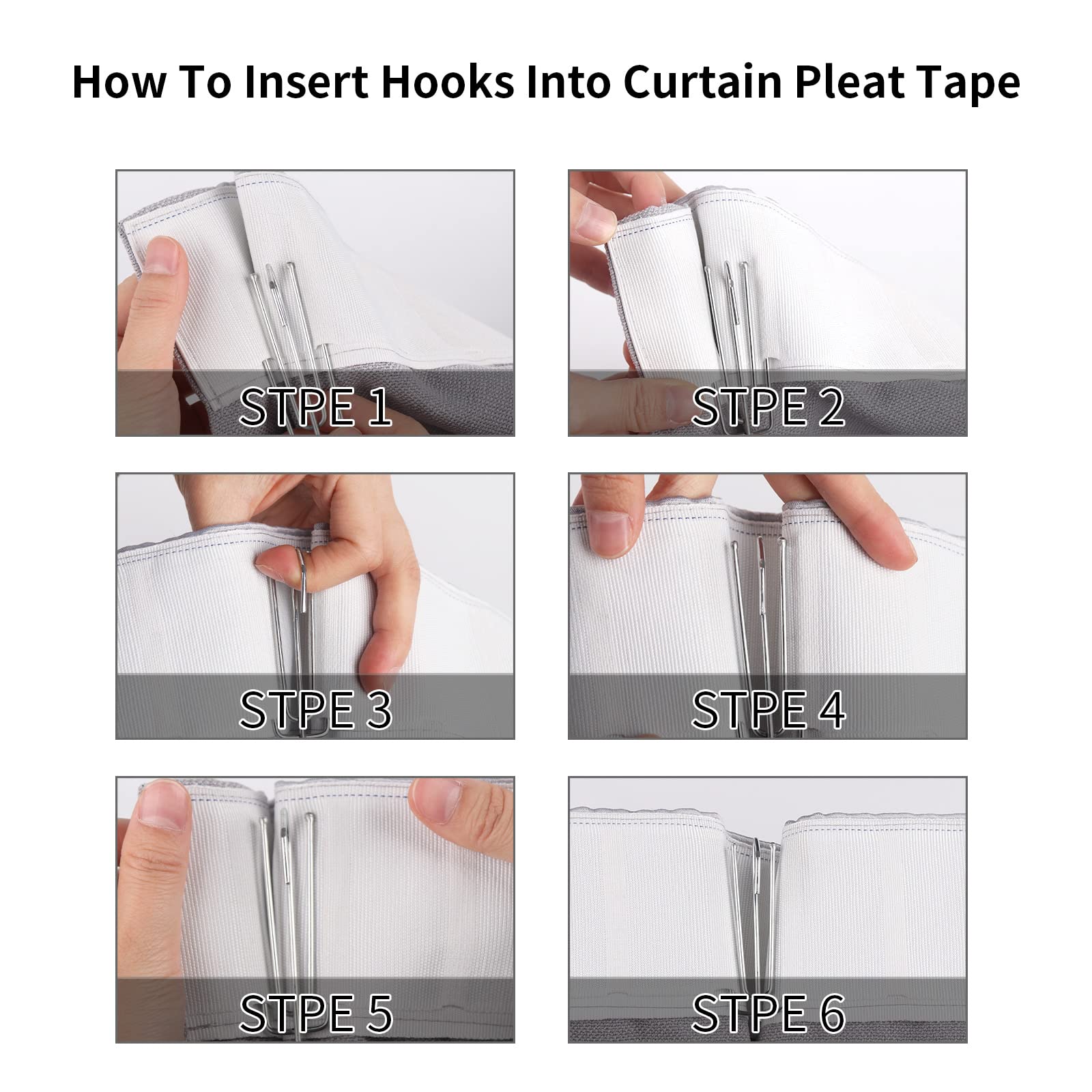 10 Meters/10.9 Yards White Pleat Tape for DIY Pinch Pleat Curtains - Includes 30 Stainless Steel 4-Prong Hooks | Perfect for Home Decor, Window Treatments & Custom Drapery Projects