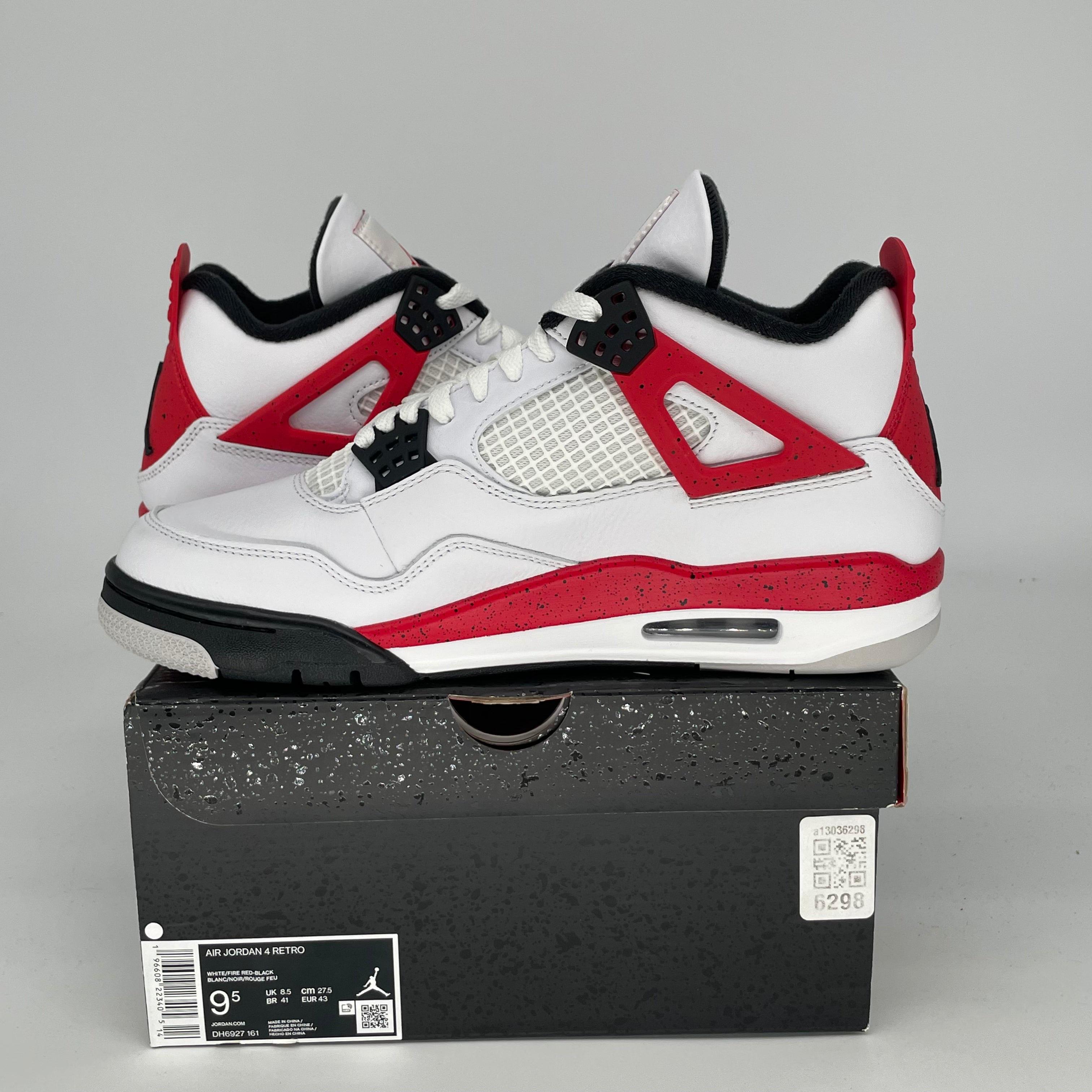 **Air Jordan 4 Retro 'Red Cement' Men's/Women's Basketball Shoes - Size 9.5/11W (DH6927-161) - Perfect for Streetwear & Sneaker Collectors**