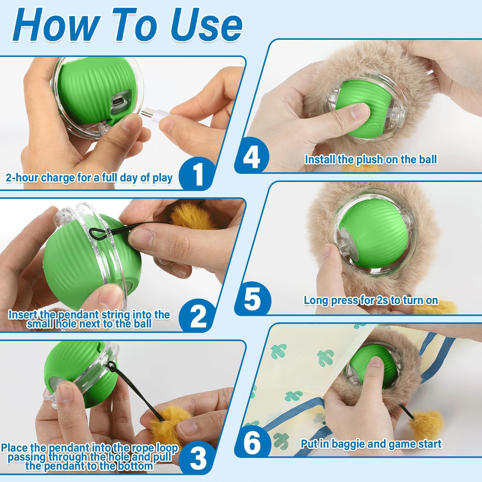 Automatic Moving Cat Ball Toy with Motion Sensor, LED Light & Chirping Sounds - Interactive Hide-n-Seek Kitten Toy for Indoor Cats - Perfect for Bored Adult Cats & Playful Kittens (Green) | Great for Night Play, Exercise & Mental Stimulation