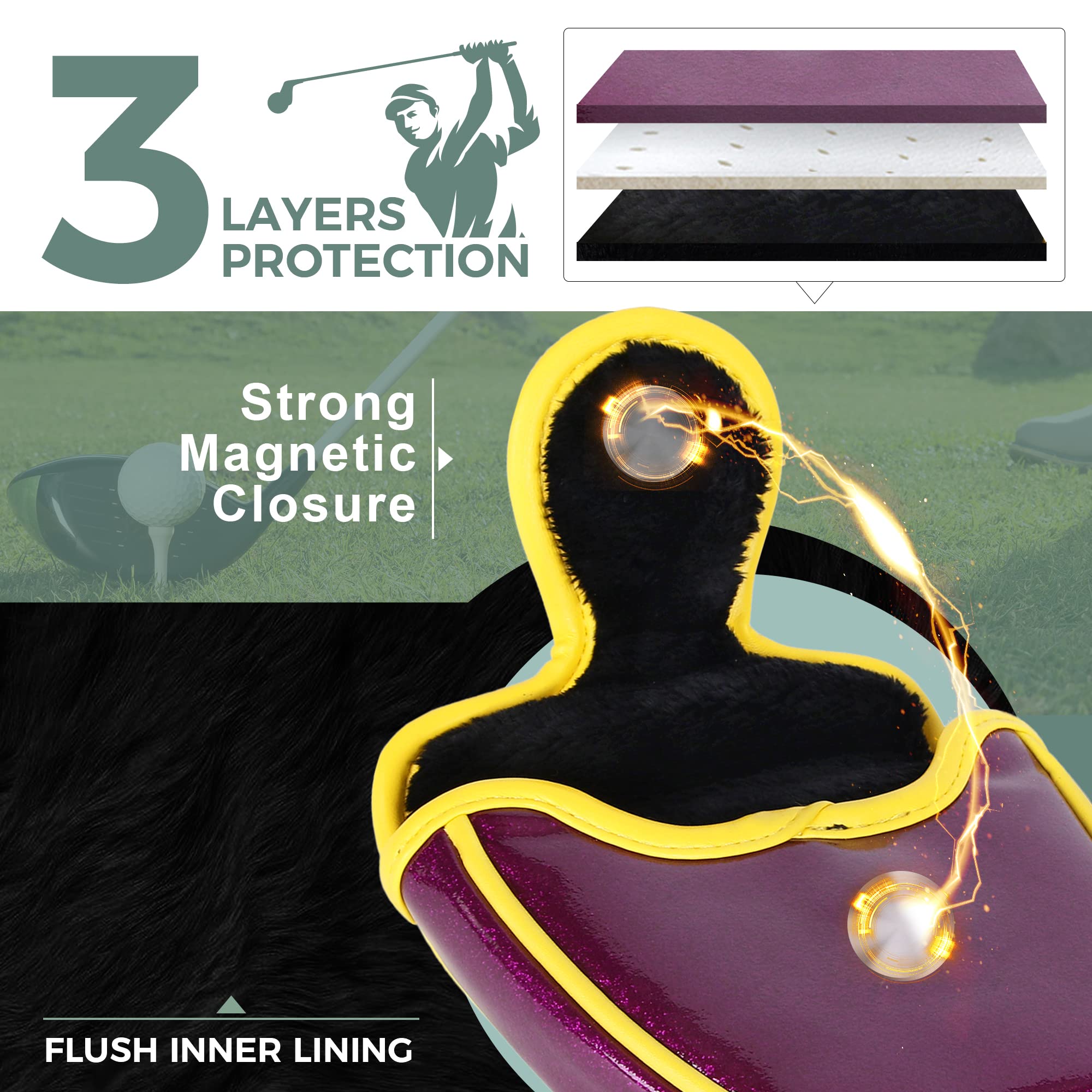 Premium Magnetic Closure Golf Putter Cover for Mallet Putters – Durable & Stylish Headcover for Golf Enthusiasts | Perfect for Practice, Tournaments & Course Play