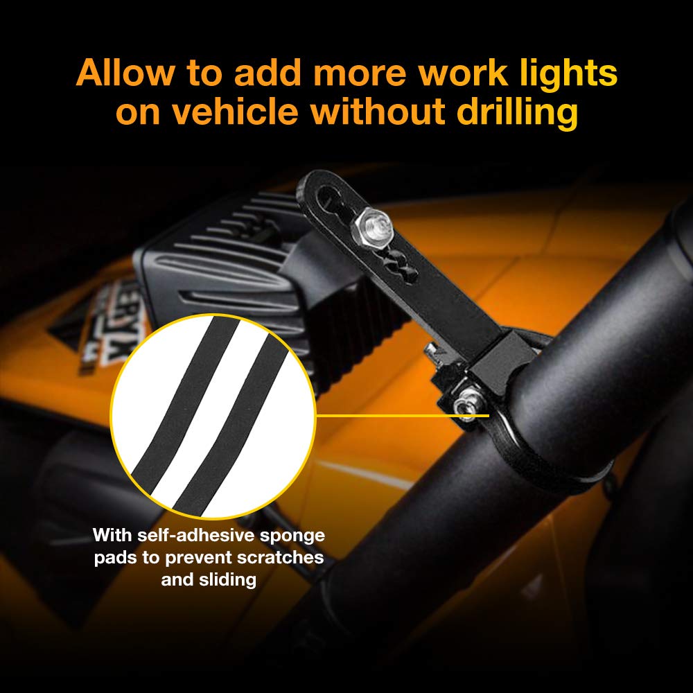 AUXMART 1.75 Inch Bullbar Nudge Bar Mounting Brackets - Heavy Duty Tube Clamp for LED Light Bar Installation - Perfect for Off-Road Trucks, Jeeps & 4x4 Vehicles