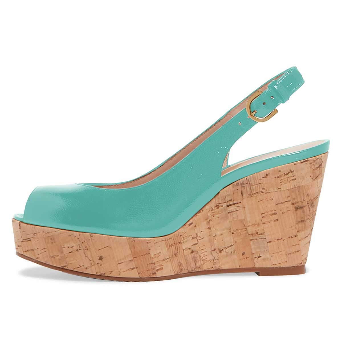FSJ Women's Peep Toe High Heel Wedge Sandals - Slip On Cork Platform Pumps with Slingback Strap for Casual, Party & Dress Occasions | US Sizes 4-15 | Perfect for Weddings, Date Nights & Summer Outings