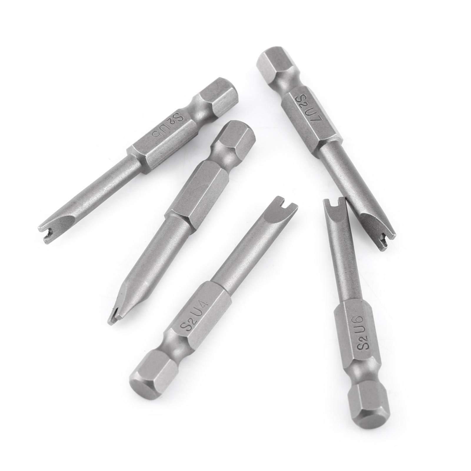 5-Piece U-Shaped Screwdriver Bit Set - Alloy Steel U4 U5 U6 U7 U8 Bits (50mm Length, 1/4