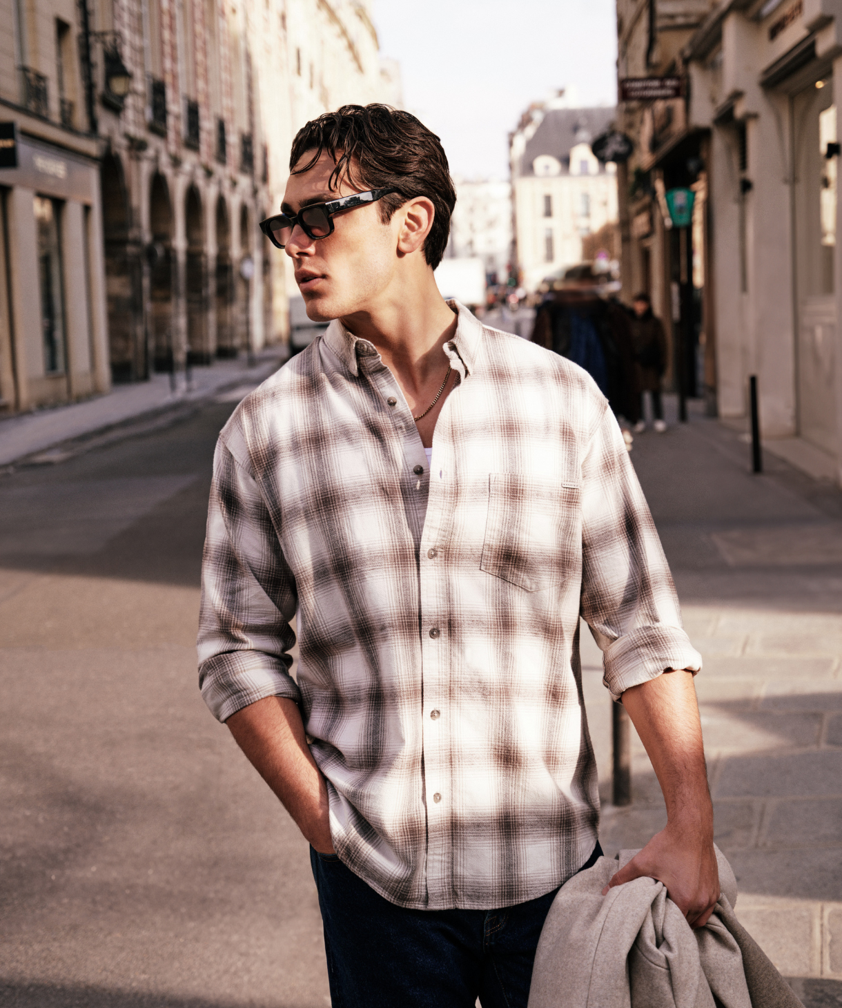 Premium Delmont Long Sleeve Shirt for Men - Off White & Olive Green | Comfortable Casual Wear for Office, Outdoor & Everyday Use