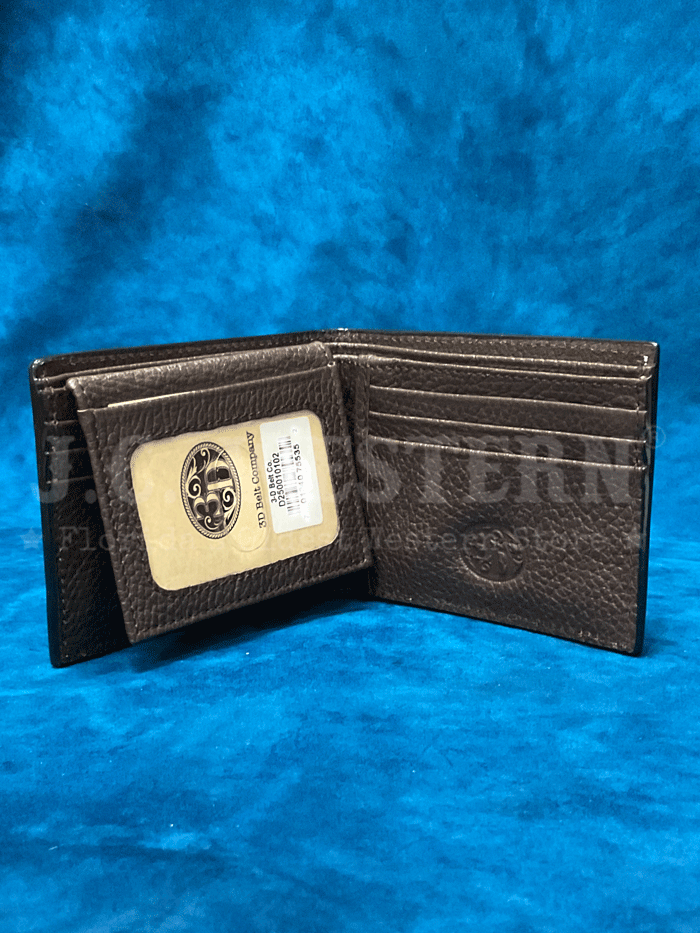 Handmade Men's Leather Bifold Wallet with 3D Scroll Embroidery & Inlay - Premium Brown Genuine Leather - Perfect for Everyday Carry, Gifts & Business Use