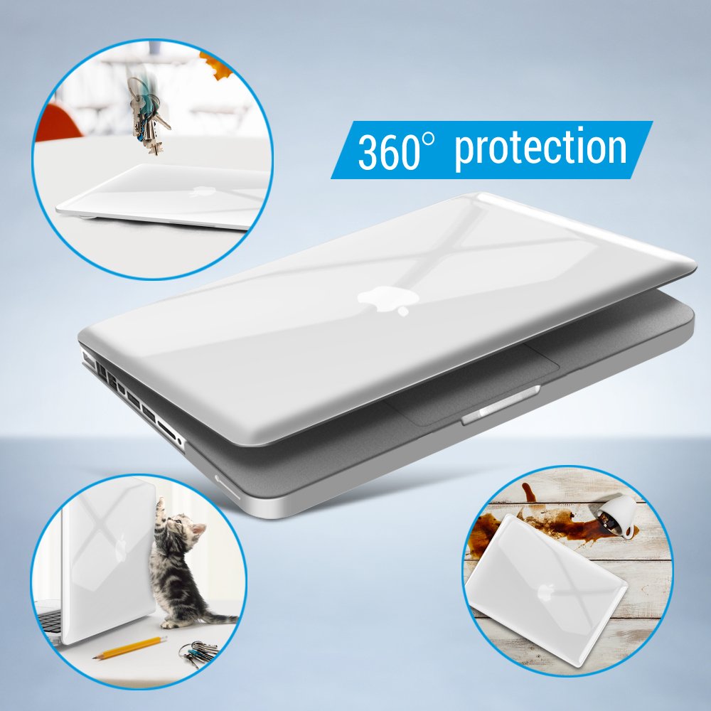 IBENZER Clear Hard Plastic Case for MacBook Pro 13 Inch (Model A1278, 2008-2012 Release) - Compatible with Older Apple Mac Pro 13 with CD-ROM | Includes Keyboard & Screen Protector | Crystal Clear Protective Shell for Work, School & Travel (P13CYCL+2)