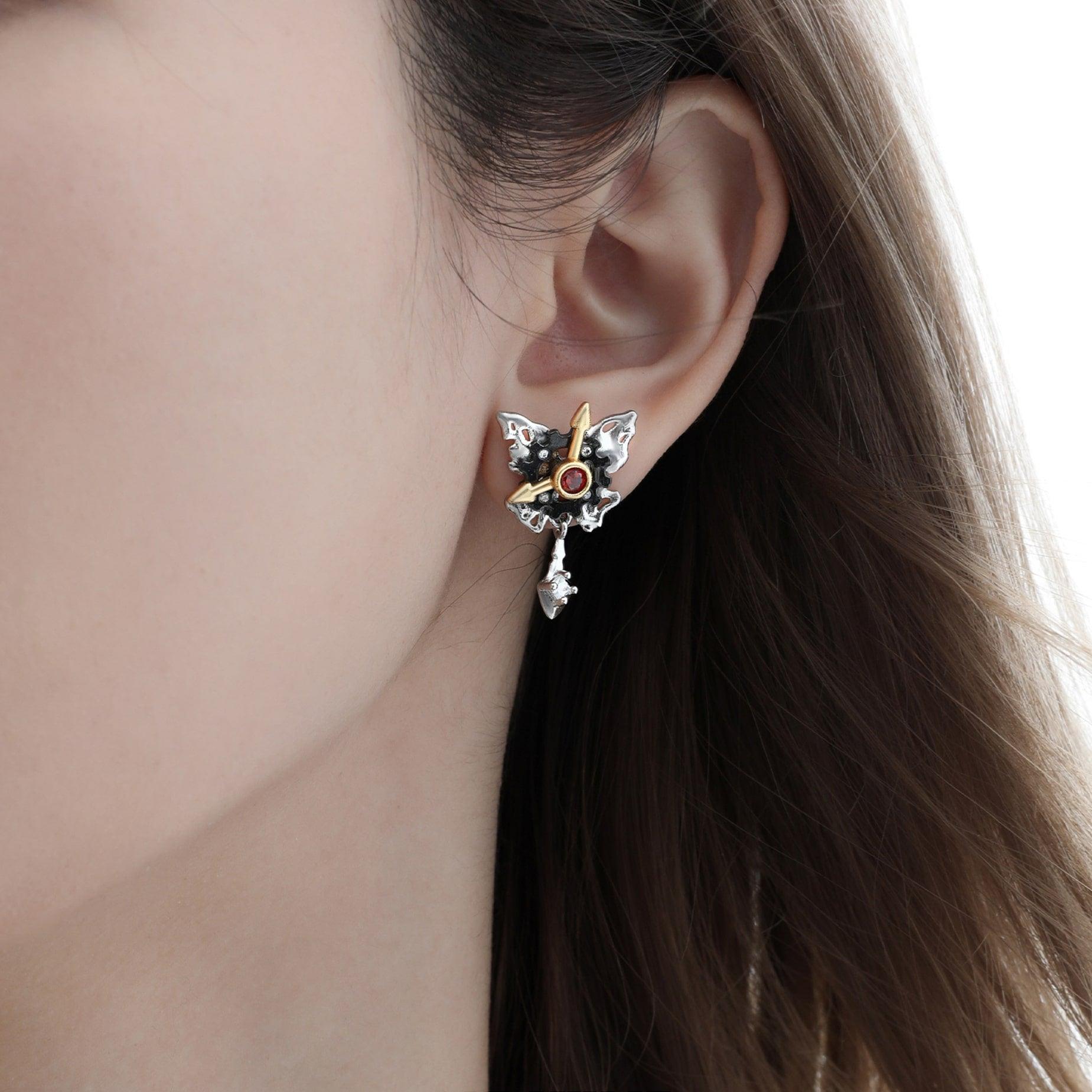 18k Platinum Plated S925 Sterling Silver Mechanical Butterfly Stud Earrings for Women - Elegant Jewelry Gift for Birthday, Anniversary & Special Occasions