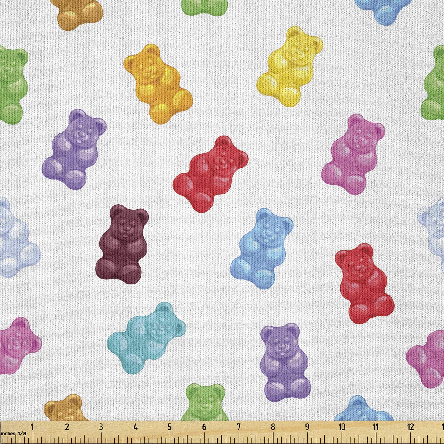 Ambesonne Dessert Fabric by The Yard - Vibrant Gummy Bear Candy Print Microfiber Textile for DIY Crafts, Quilting & Home Decor (10 Yards, Red/Pink) - Perfect for Sewing Projects, Table Runners & Wall Hangings