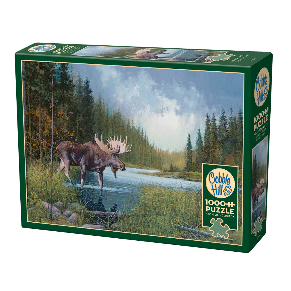 Cobble Hill Moose Lake 1000 Piece Jigsaw Puzzle with Reference Poster - Premium Adult Puzzle for Relaxation & Family Game Night