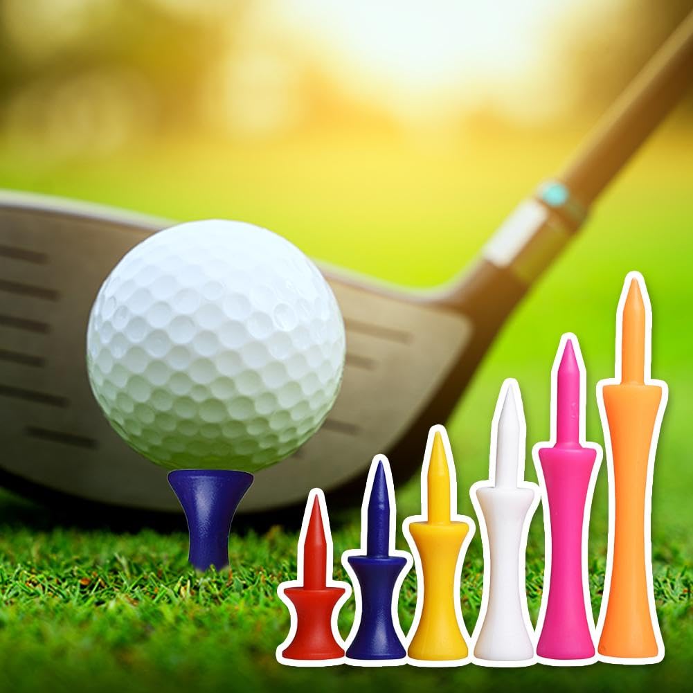 20pcs Unbreakable Reusable Plastic Golf Tees - Colorful Graduated Castle Design for Beginners | Perfect for Driving Range Practice & Backyard Golf Training
