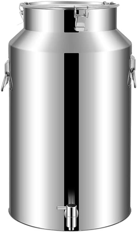 Stainless Steel Sealed Food Storage Barrels - Large Capacity Fermentation Tanks with Tap for Wine, Milk, Oil & Rice | Commercial Kitchen Supplies for Brewing, Transport & Bulk Food Storage