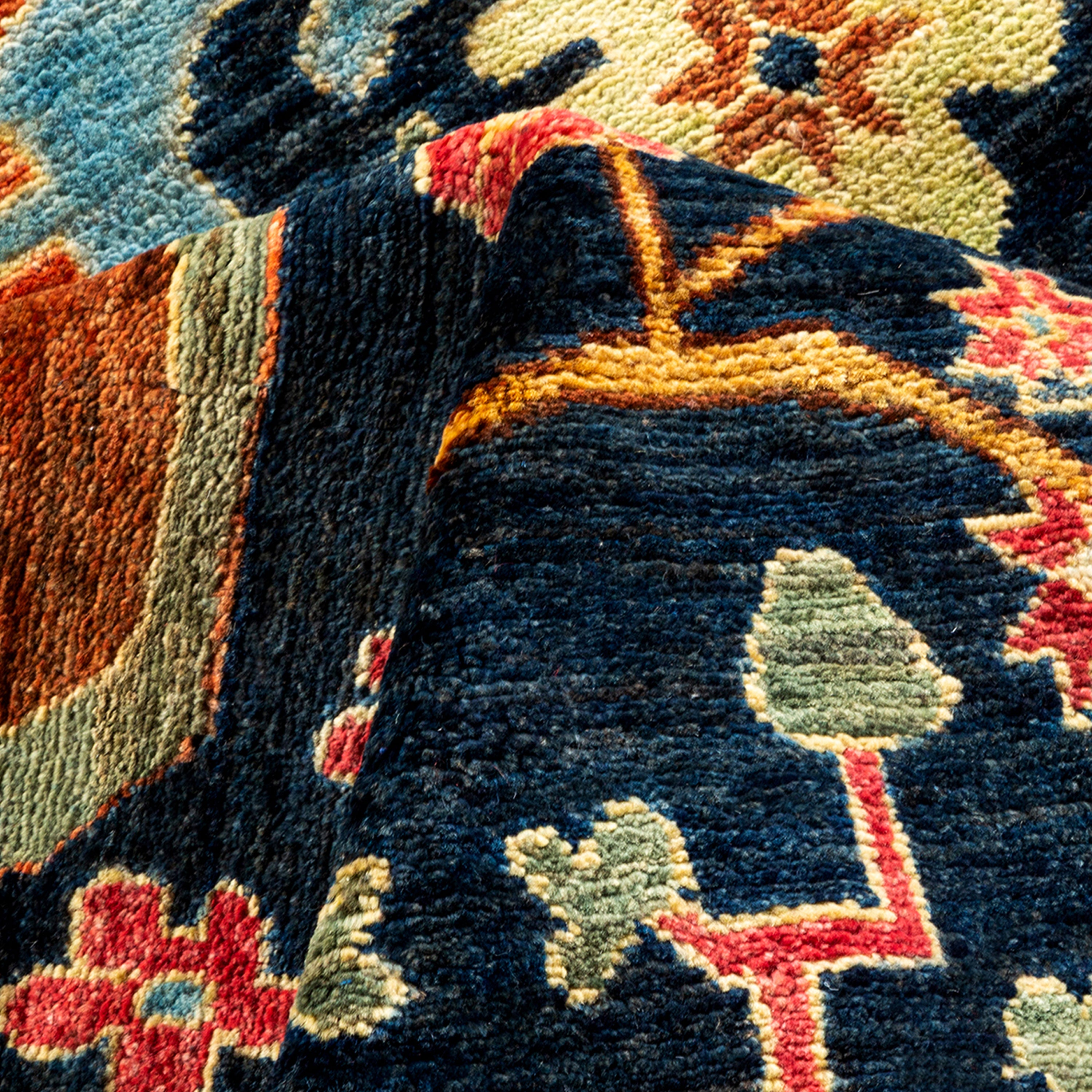 Handmade Blue Traditional Serapi Wool Rug 8'10 x 11'8 - Authentic Persian Design for Living Room, Bedroom & Home Decor