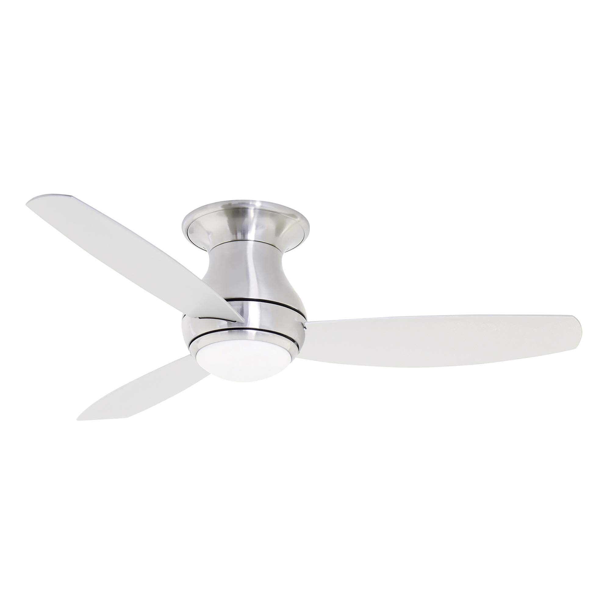 52-inch Emerson Curva Sky LED Indoor Ceiling Fan with Remote Control - Modern 3-Blade Design, Brushed Steel Finish, 6-Speed Settings & Integrated LED Lighting - Perfect for Living Room, Bedroom, and Office Spaces