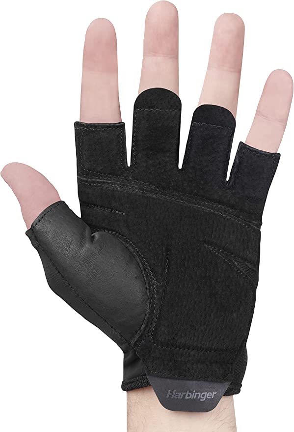 Harbinger Unisex Training Grip Gloves 2.0 - Black | Weight Lifting, CrossFit & Gym Workout Gloves for Men & Women