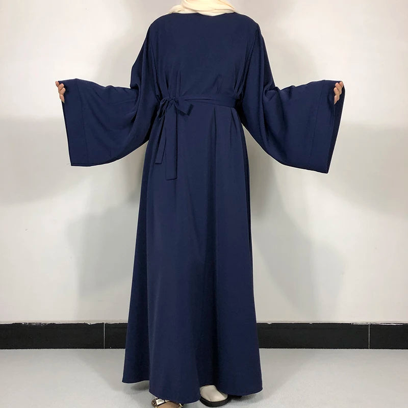Basic Plain Nida Abaya with Free Belt - Modest Muslim Dress for Women - Perfect for Prayer, Eid, and Special Occasions