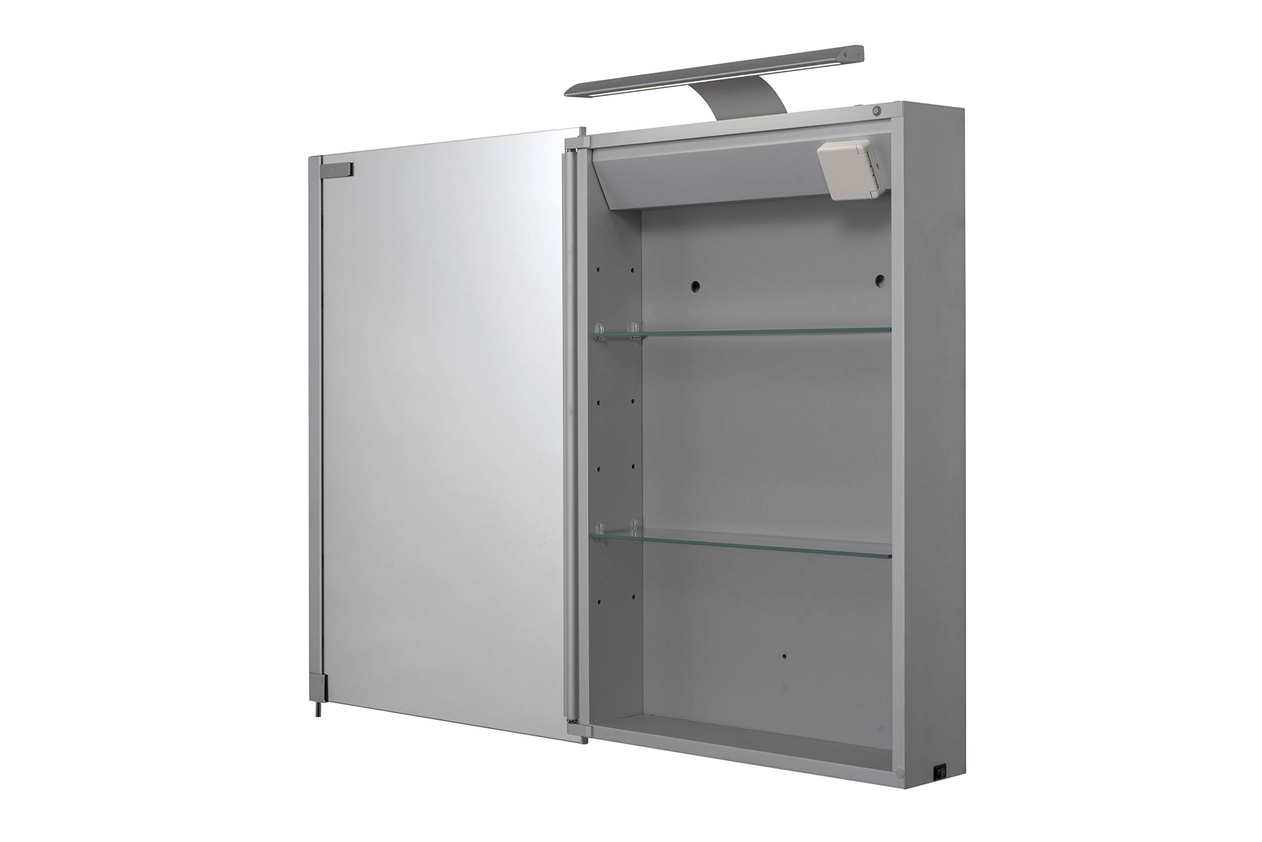 Croydex Madison Single Door Illuminated Bathroom Cabinet with LED Lighting Bar - Hang N Lock Fitting System for Easy Installation | Perfect for Modern Bathrooms, Vanities & Home Decor