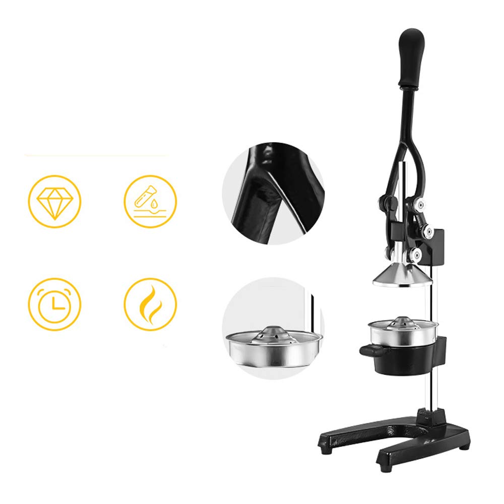 Premium Manual Citrus Juicer - Heavy Duty Metal Hand Press for Lemon, Orange & Lime - Max Juice Extraction with Non-Slip Handle & Base (Black) - Perfect for Home Bars, Restaurants & Healthy Juicing
