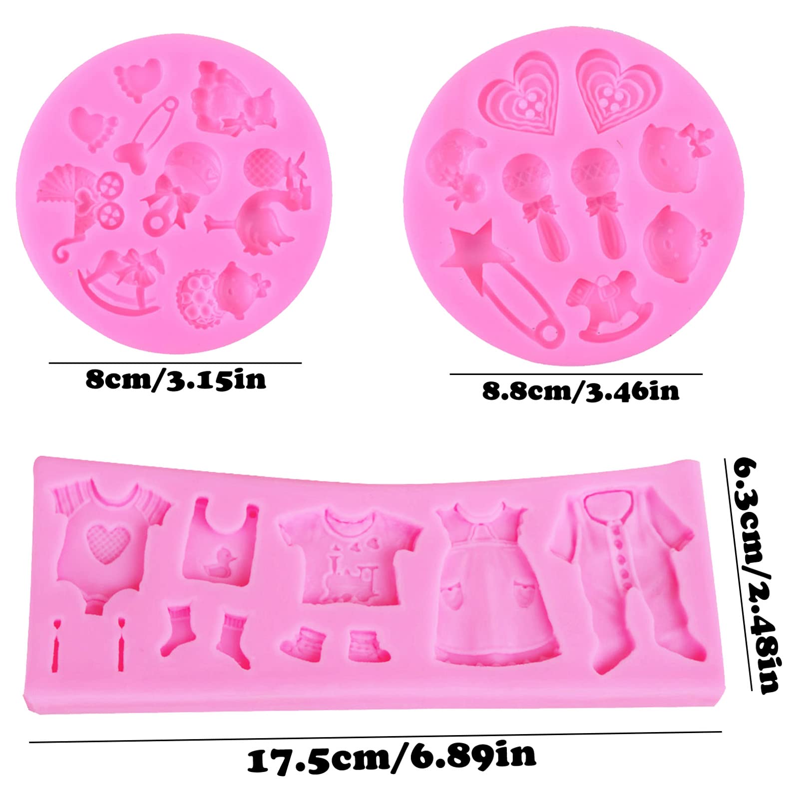 3D Silicone Fondant Molds Set of 4 - Baby Shower DIY Cake Decorating Tools for Soap Making, Baking & Cookie Stamps - Perfect for Newborn Footprint Keepsakes and Edible Decorations