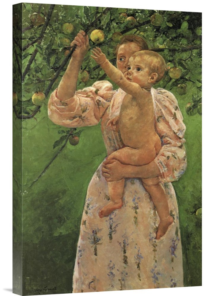 Mary Cassatt Baby Reaching for an Apple 1893 Gallery Wrap Giclee Canvas Wall Art Print - Famous Impressionist Painting Reproduction for Living Room, Bedroom & Office Decor