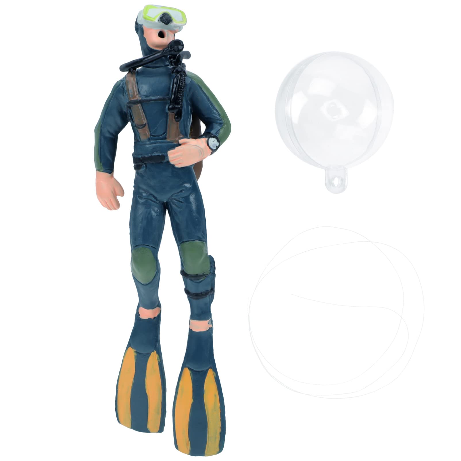 Resin Scuba Diver Ornament - 4.7x4.6 inch Aquarium Decor, Fish Tank Accessories for Turtle Tank, Underwater Treasure Hunter Decoration | Perfect for Aquascaping, Home & Office Aquarium Landscaping