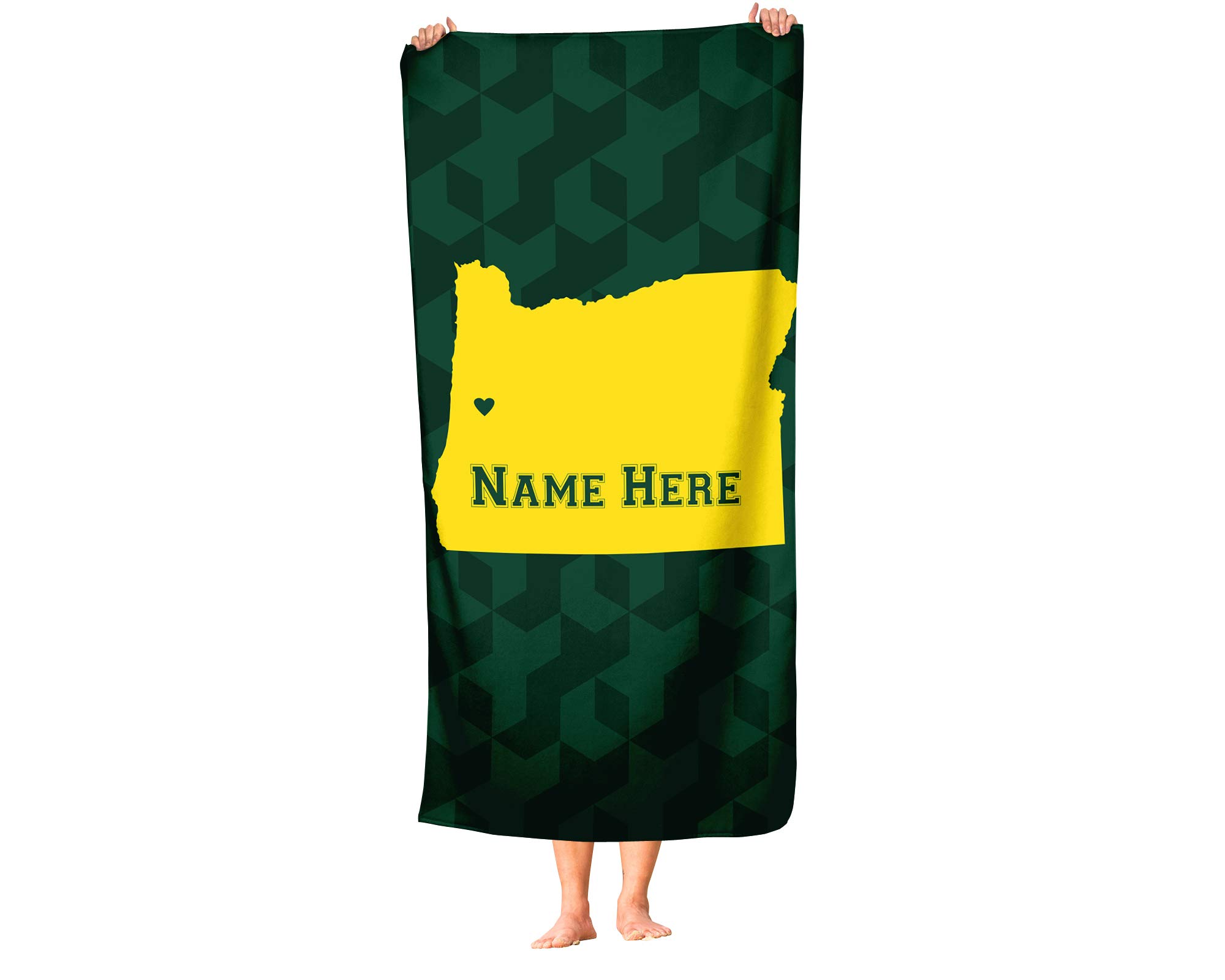Custom State Pride Beach & Bath Towel - Personalized Oregon Eugene Design for Adults & Kids - Perfect for College Football, Basketball Fans - Great for Beach, Pool, Gym & Home Decor