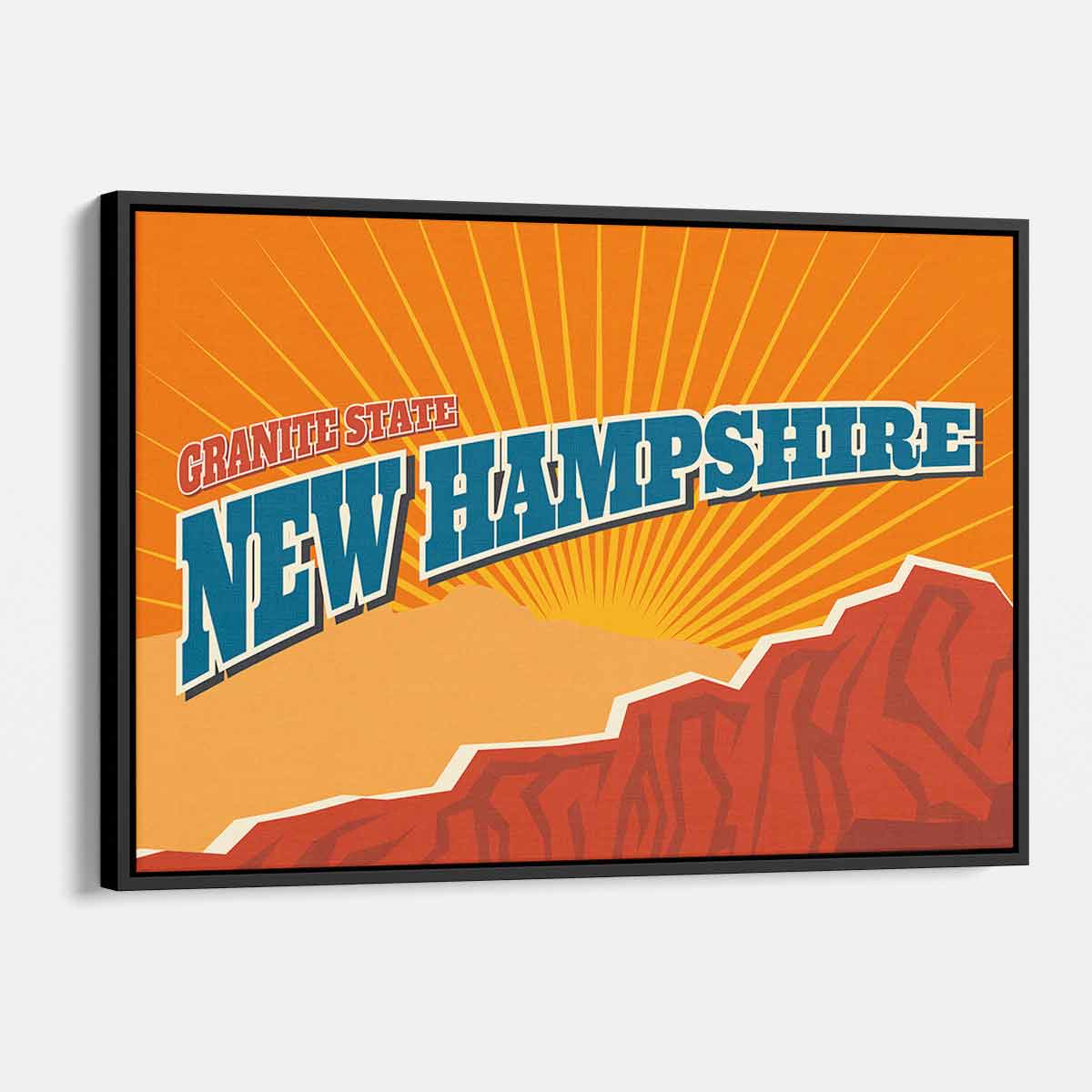 Orange New Hampshire Wall Art Canvas Print - Vintage State Map Decor for Home, Office & Gifts | 96_a