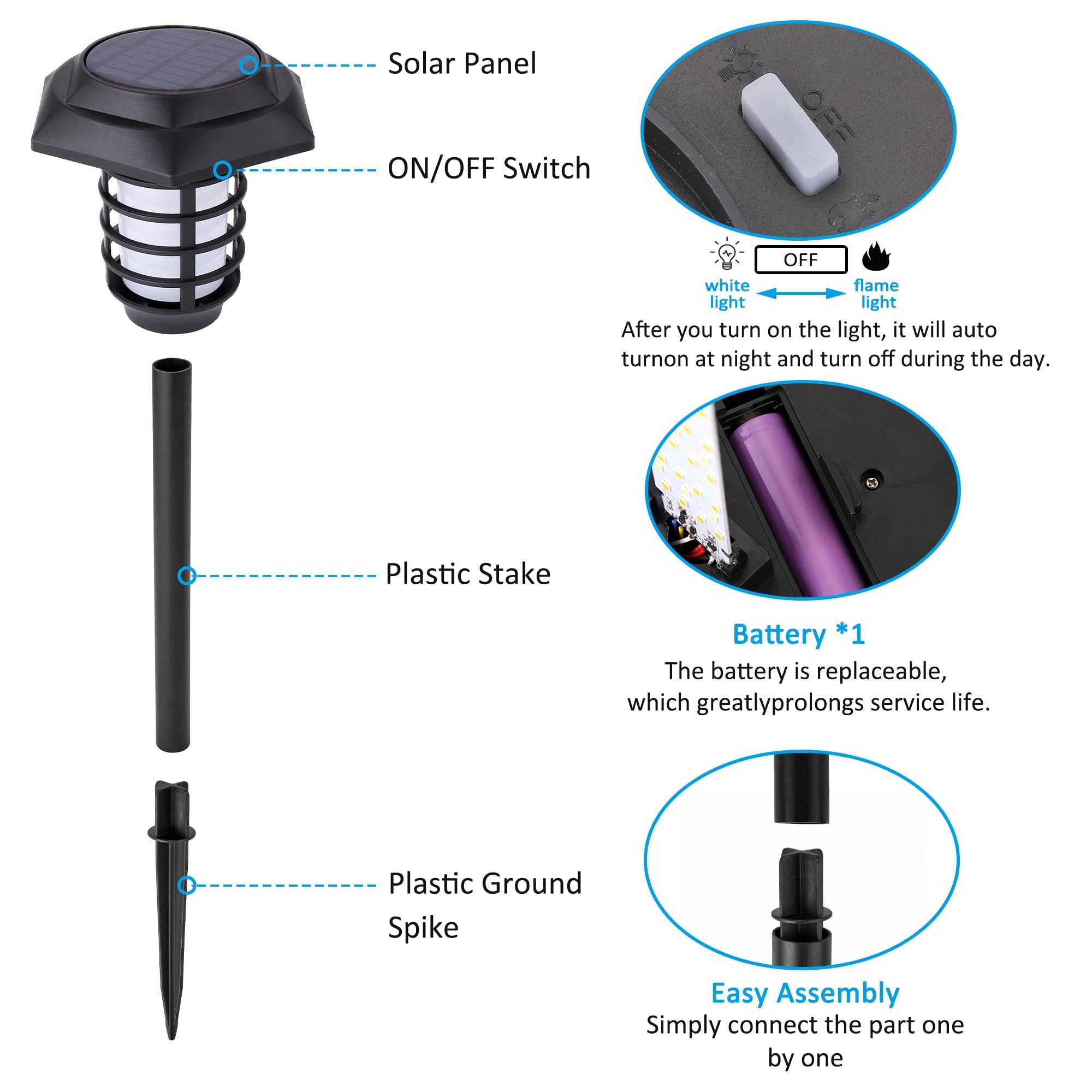 2 Pack Solar Flame Lights Outdoor - Waterproof Flickering LED Torch Lights with Auto On/Off, Solar Powered Path Lights for Garden, Yard, Walkway - Perfect for Patio Decor, Landscape Lighting & Evening Ambiance