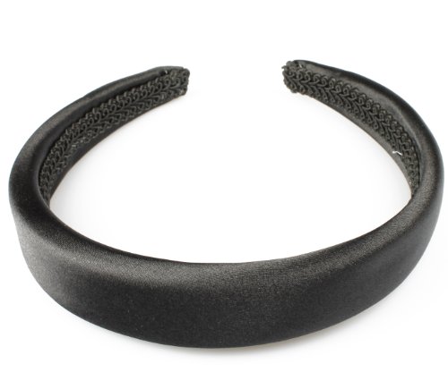 Black Satin Alice Headband 2.5cm Wide - Elegant Hair Accessory for Women