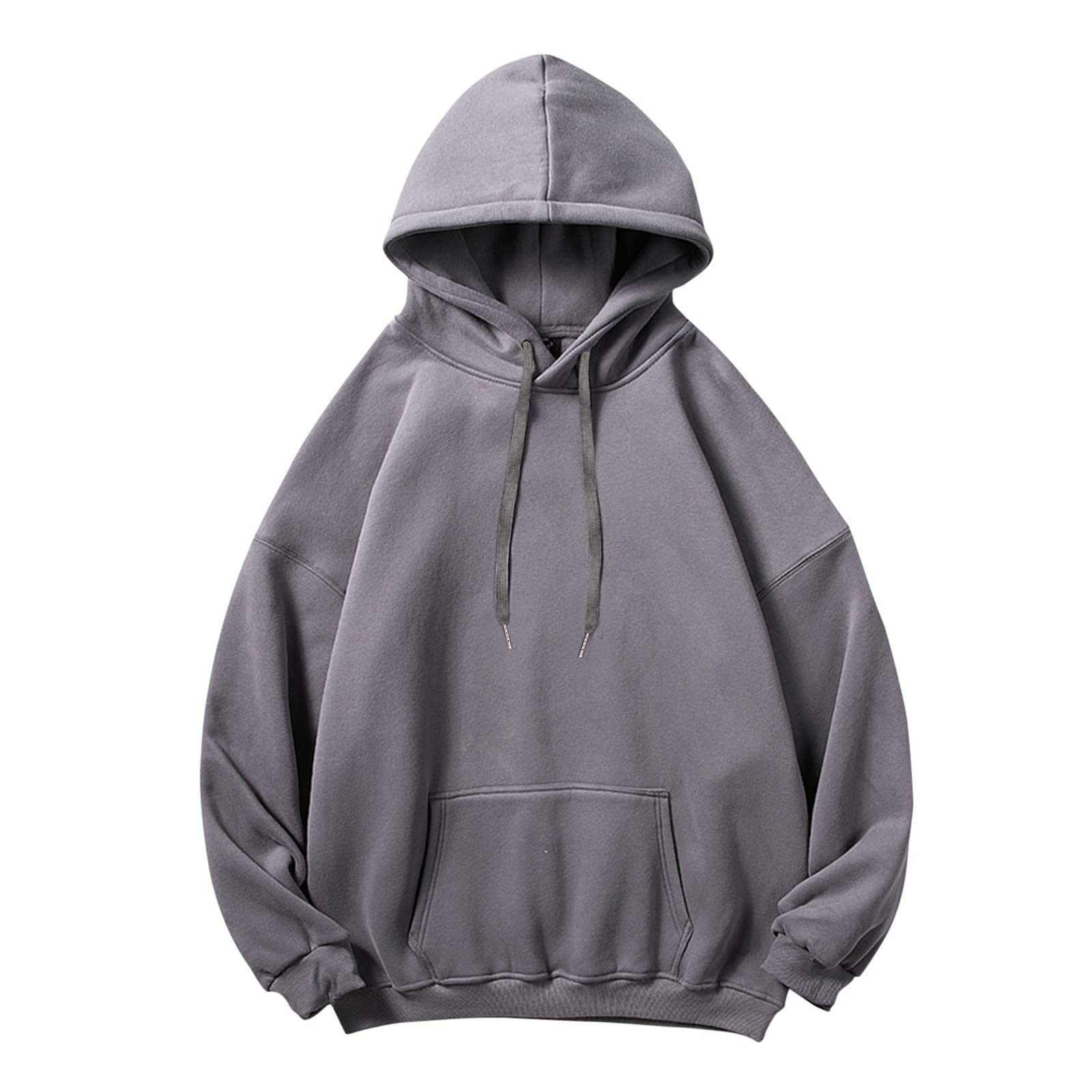 Men's Casual Drop Shoulder Hoodie with Pocket & Drawstring - Solid Color Sleeve Blouse for Couples | Perfect for Outdoor Activities, Streetwear & Everyday Comfort