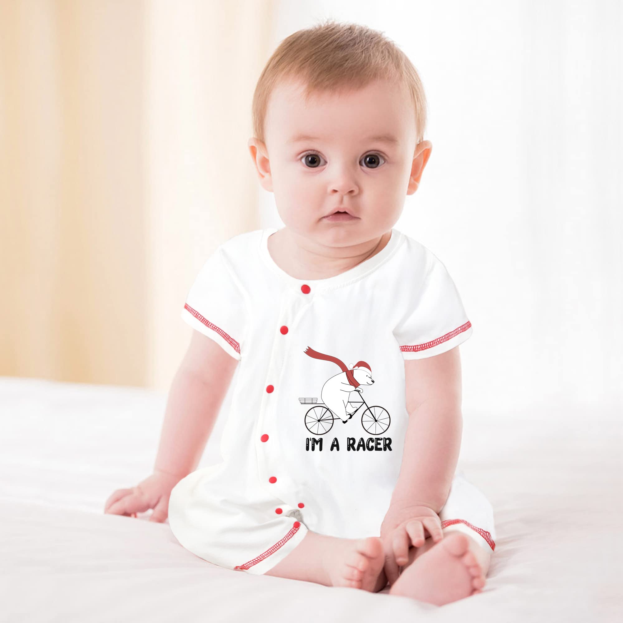 Newborn Cotton Short Sleeve Baby Bodysuit - Funny 'I Am Rider' Cute Bear Design - Unisex Infant Outfits for Boys & Girls 0-24 Months | Perfect for Playtime, Photo Shoots & Everyday Wear