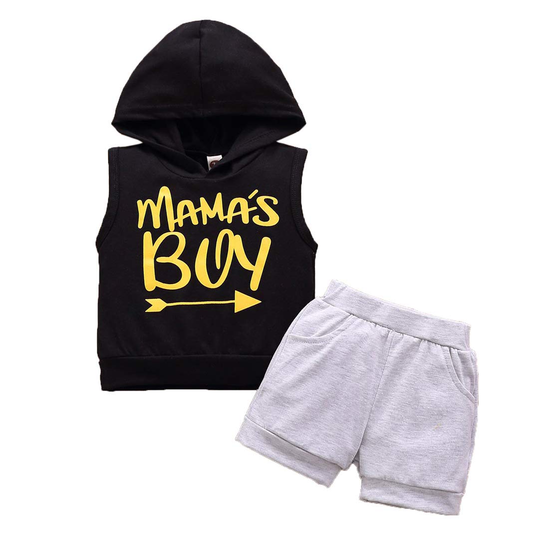 Verve Jelly Newborn Baby Boy Hoodie Vest & Shorts Set - Sleeveless Summer Outfit for Toddlers 0-18 Months | Mama's Boy Cute Casual Wear for Playdates, Beach Trips & Family Photos