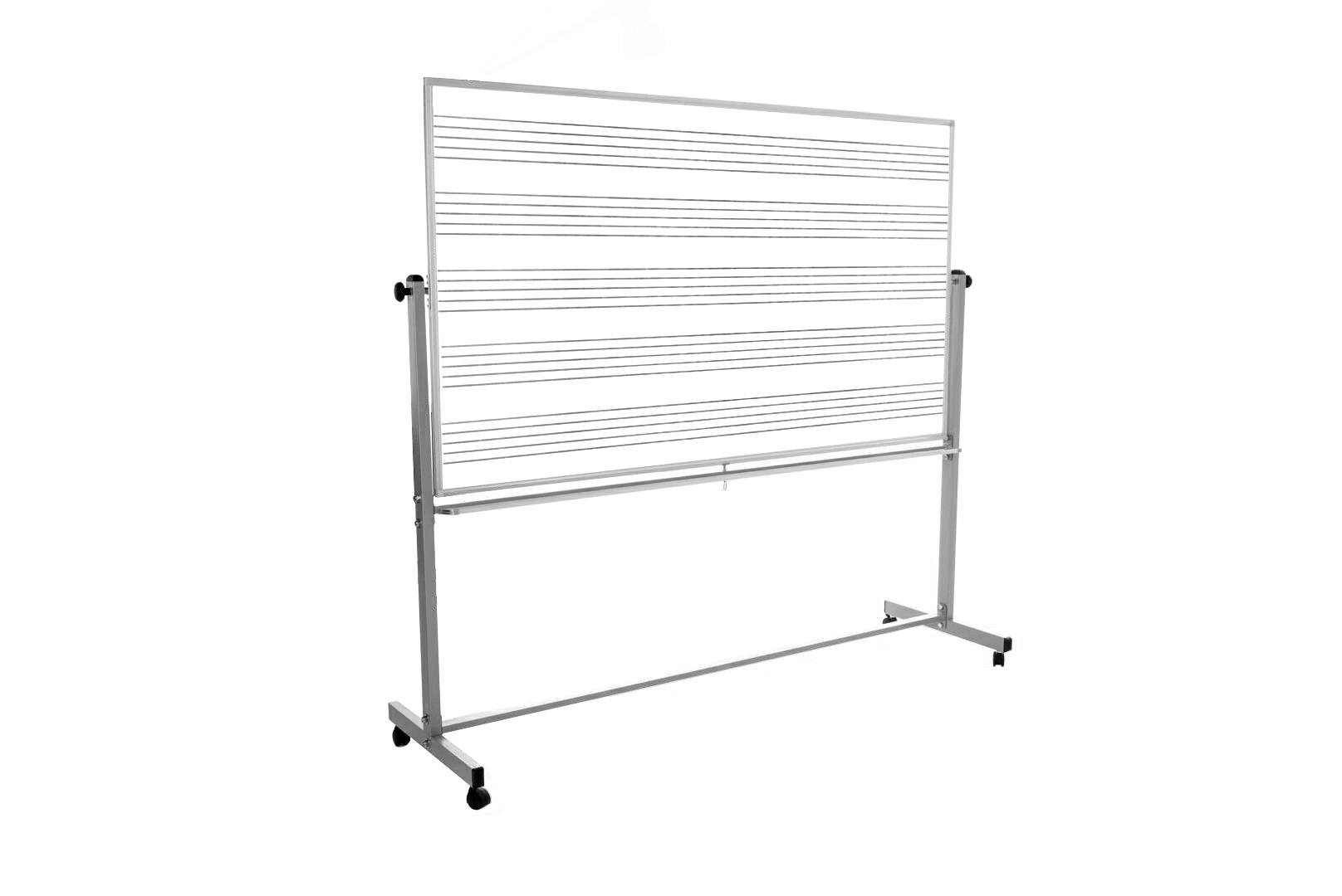 Luxor Reversible Mobile Magnetic 72x48 Inch Magnetic Music Whiteboard - Perfect for Classrooms, Music Studios & Office Presentations