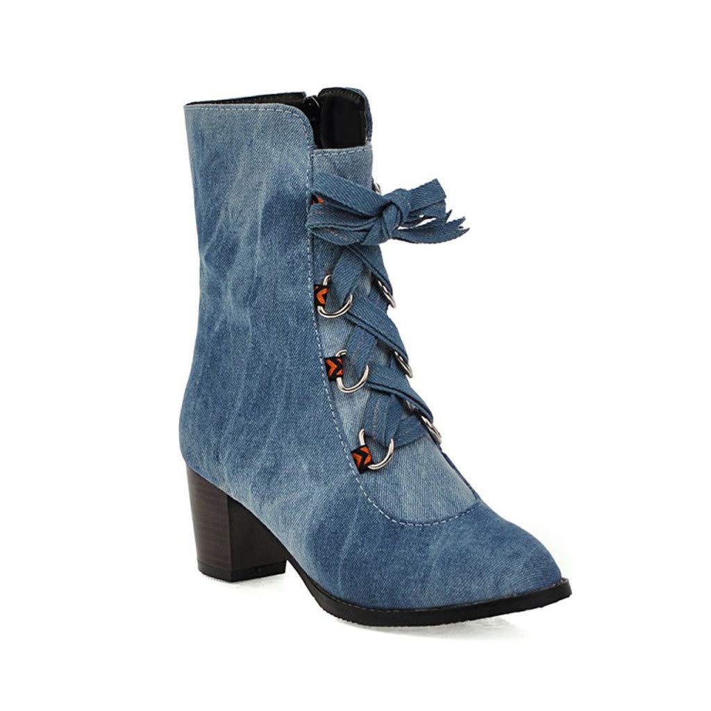 Vedolay Women's Winter Boots - Stylish Cowboy Ankle Booties with Lace-Up Design, Comfortable Low Heel for Casual Wear | Perfect for Outdoor Activities, Work & Date Nights