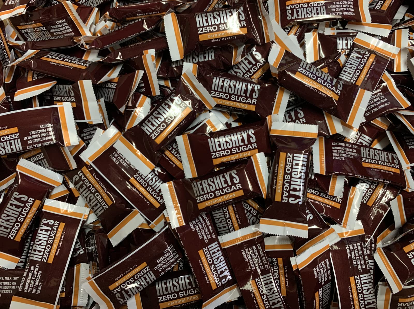 Sugar Free Chocolate - Hershey's Zero Sugar Caramel Filled Chocolates - 4 Pound Bulk Bag - Individually Wrapped Keto-Friendly Candy - Perfect for Diabetics, Low-Carb Diets & Healthy Snacking
