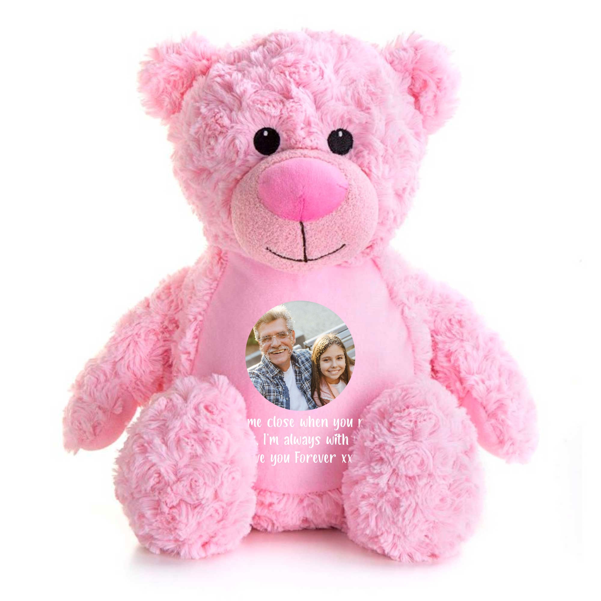 Personalized Photo Memory Bear for Ashes - Pink Keepsake Gift for Loved Ones | Perfect for Memorials, Funerals & Cherishing Memories