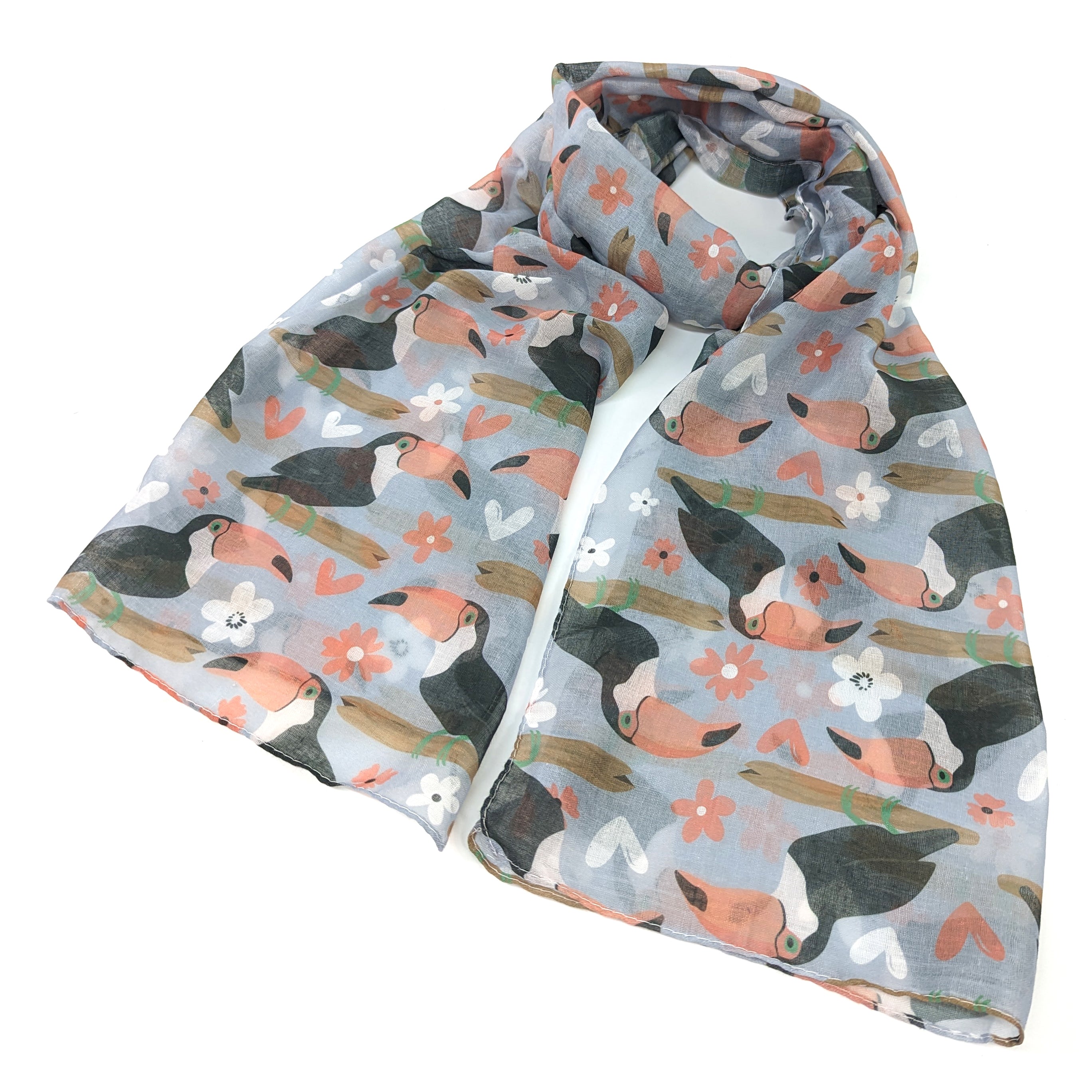 Stylish Tina the Toucan Print Women's Fashion Scarf - Lightweight & Soft for Everyday Wear, Office, and Special Occasions