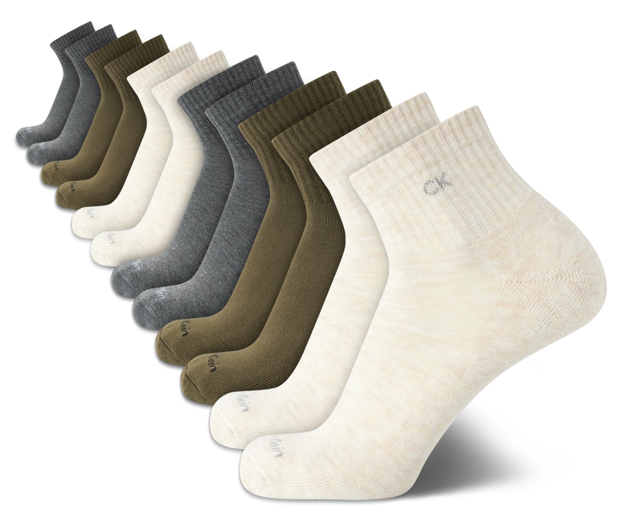 Calvin Klein Men's Performance Cushioned Quarter Socks - 12 Pack Athletic Ankle Socks for Running, Gym & Casual Wear (Sizes 7-12) - Breathable Comfort for Everyday Use