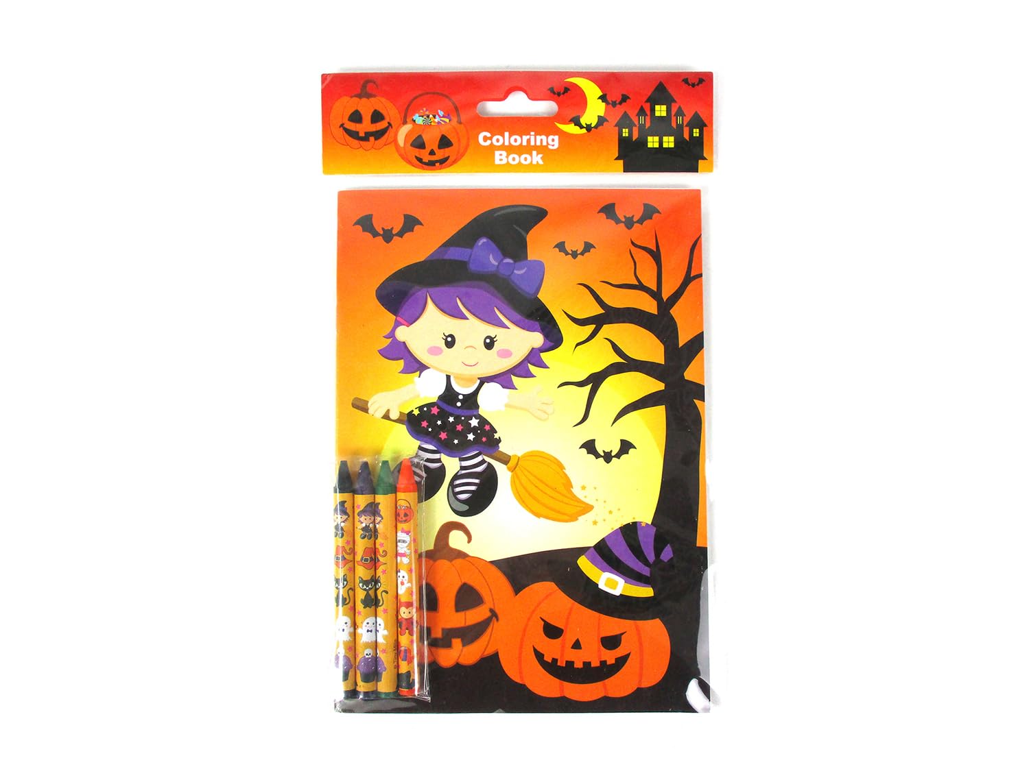 Halloween Coloring Books for Kids - 12 Books & 48 Crayons Set for Party Favors & Crafts