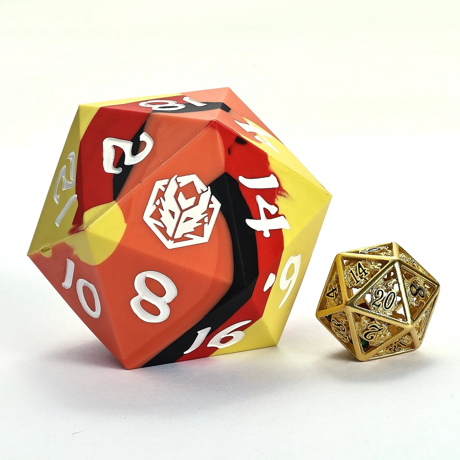 55mm Chonk Rubber Silicone D20 Dice - Fire Ball Design for Tabletop RPGs, Dungeons & Dragons, and Board Games