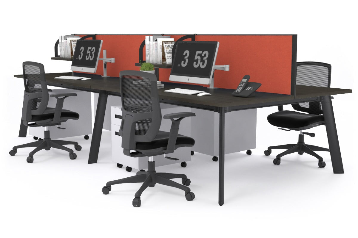 4-Person Black Frame Workstation with Cable Management - 1600L x 800W Office Desk for Team Collaboration | Perfect for Open Offices, Coworking Spaces & Home Offices